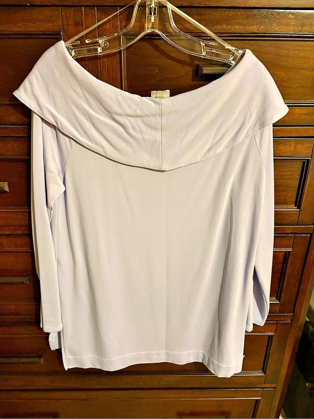 Chico's Off-the-Shoulder Jersey Top Tunic Purple Size 1 (8/10)